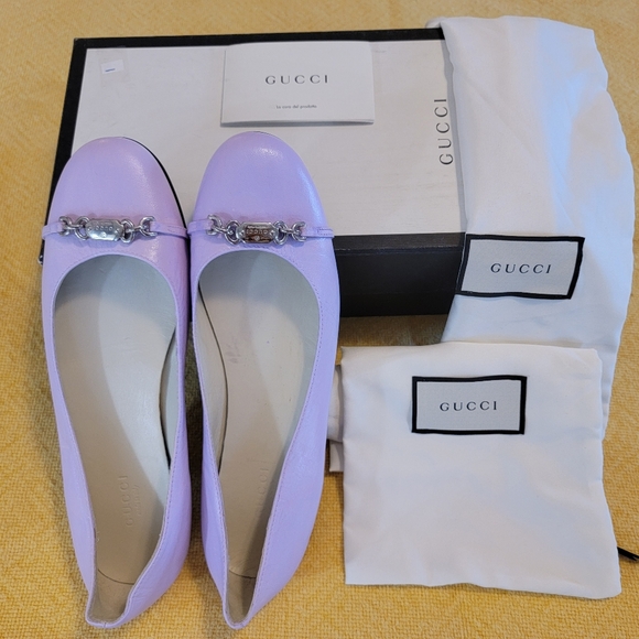 Gucci Purple Chain Link Accent Flats - Picture 1 of 8